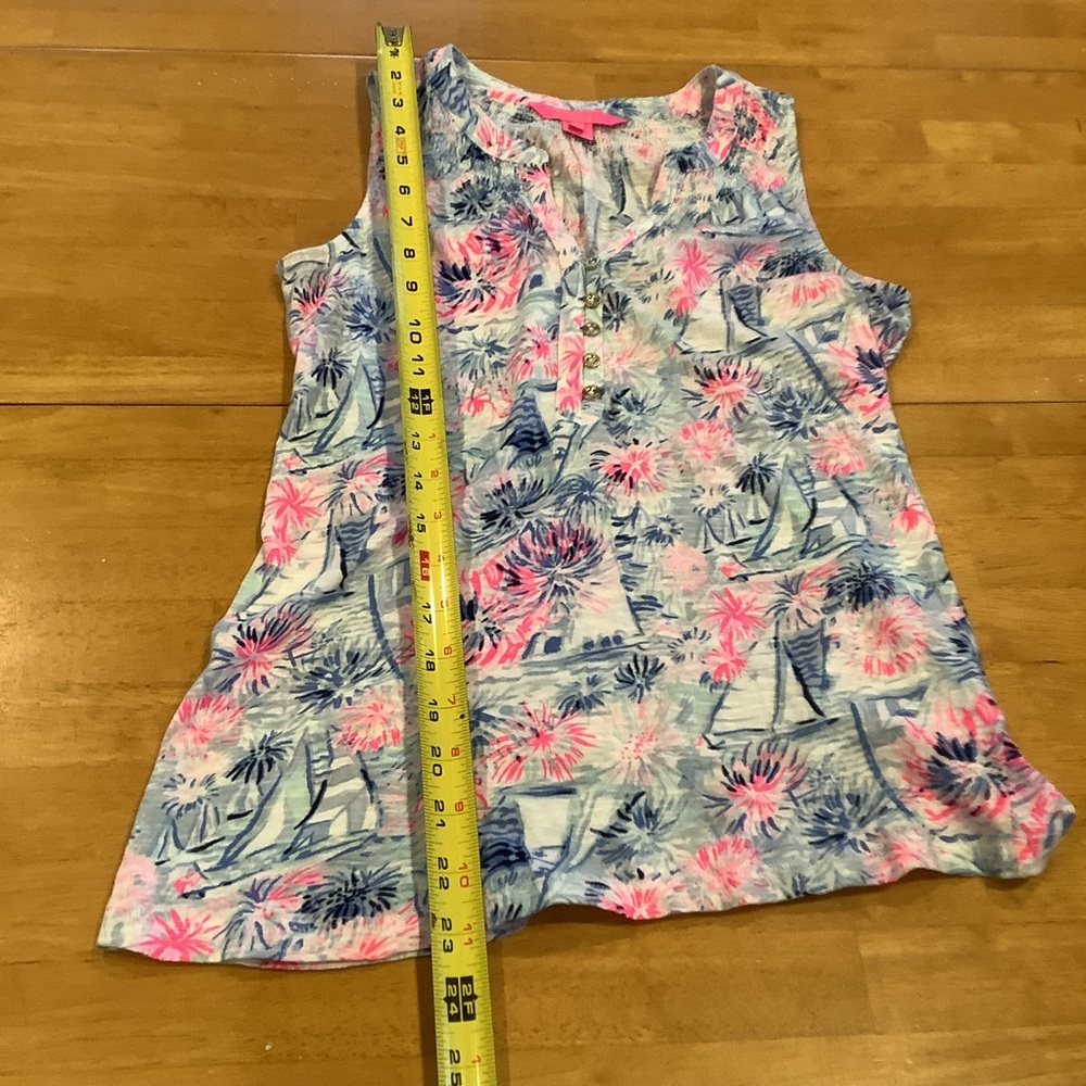 2 Lilly Pulitzer Sleeveless Tank Tops Size XXS Multicolor Pink and Blue Cotton - Picture 6 of 15